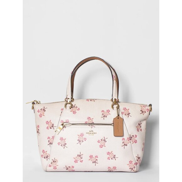 Coach Prairie Satchel Chalk Pink Flower Bow Print Zip Bag Handbag Purse NEW - Picture 2 of 7